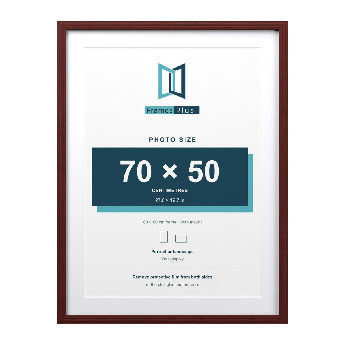 Devon Mahogany 80 x 60 cm picture frame with a white mount for a 70 x 50 cm photo