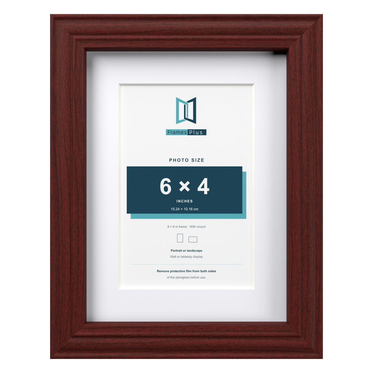 Devon Mahogany 8 x 6 inch picture frame with a white mount for a 6 x 4 inch photo