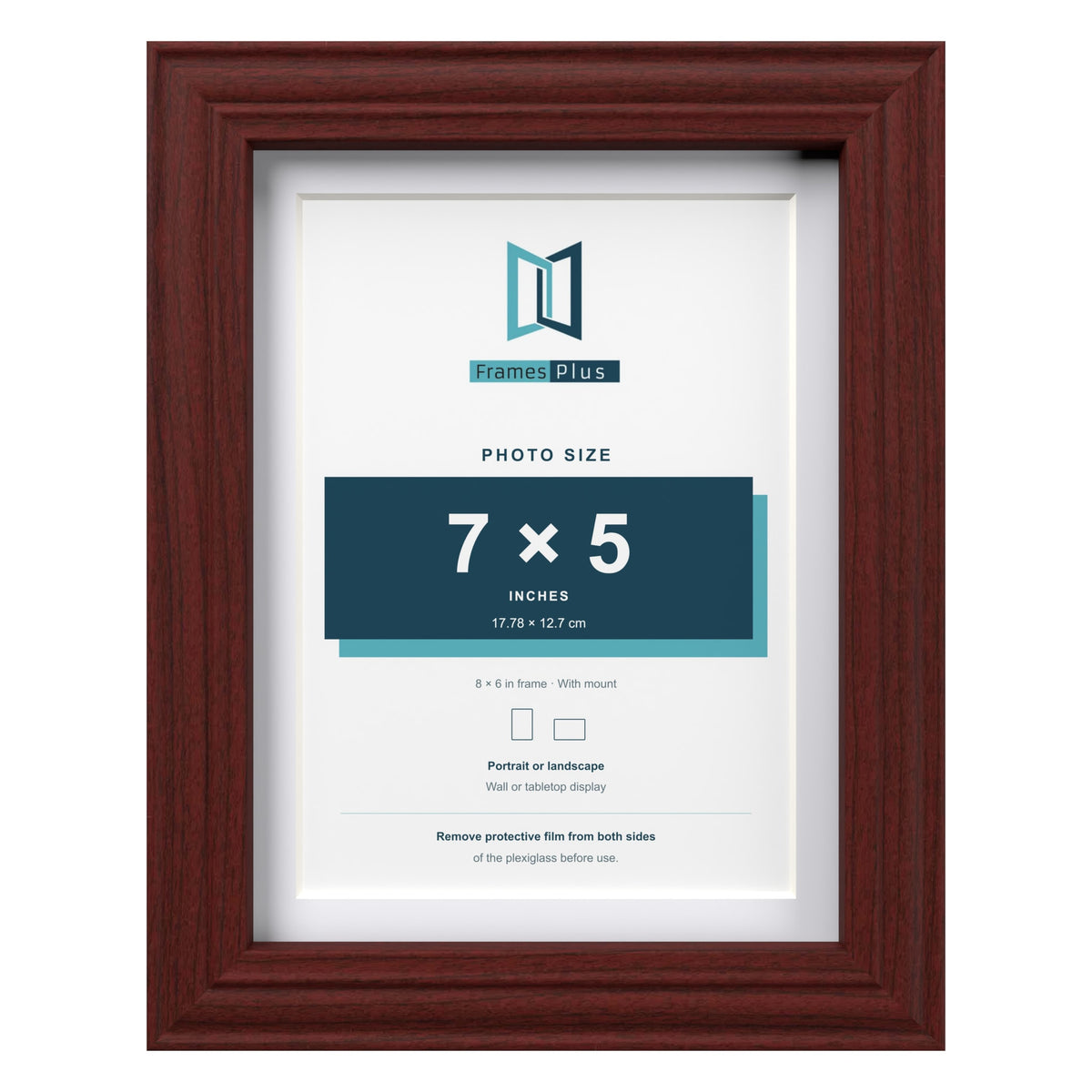 Devon Mahogany 8 x 6 inch picture frame with a white mount for a 7 x 5 inch photo