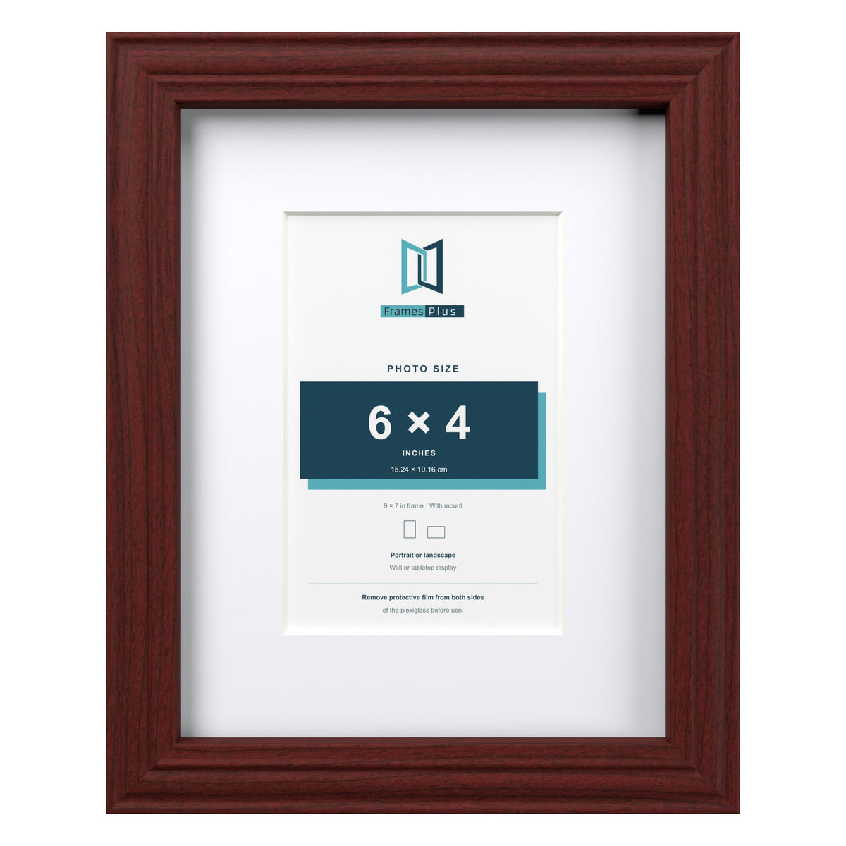 Devon Mahogany 9 x 7 inch picture frame with a white mount for a 6 x 4 inch photo