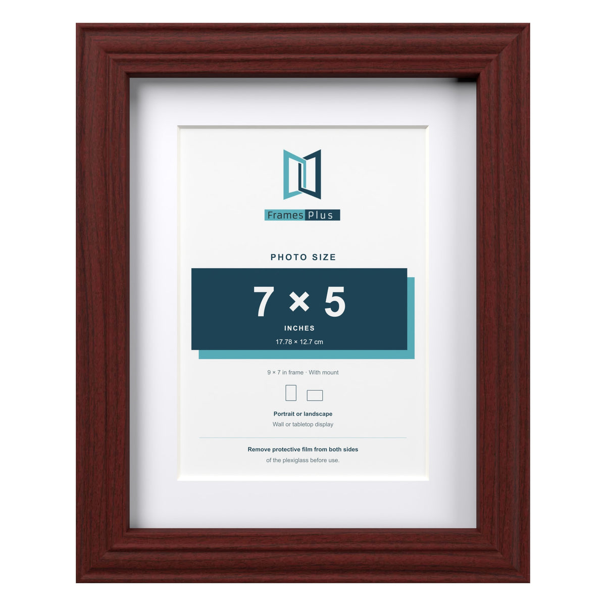 Devon Mahogany 9 x 7 inch picture frame with a white mount for a 7 x 5 inch photo