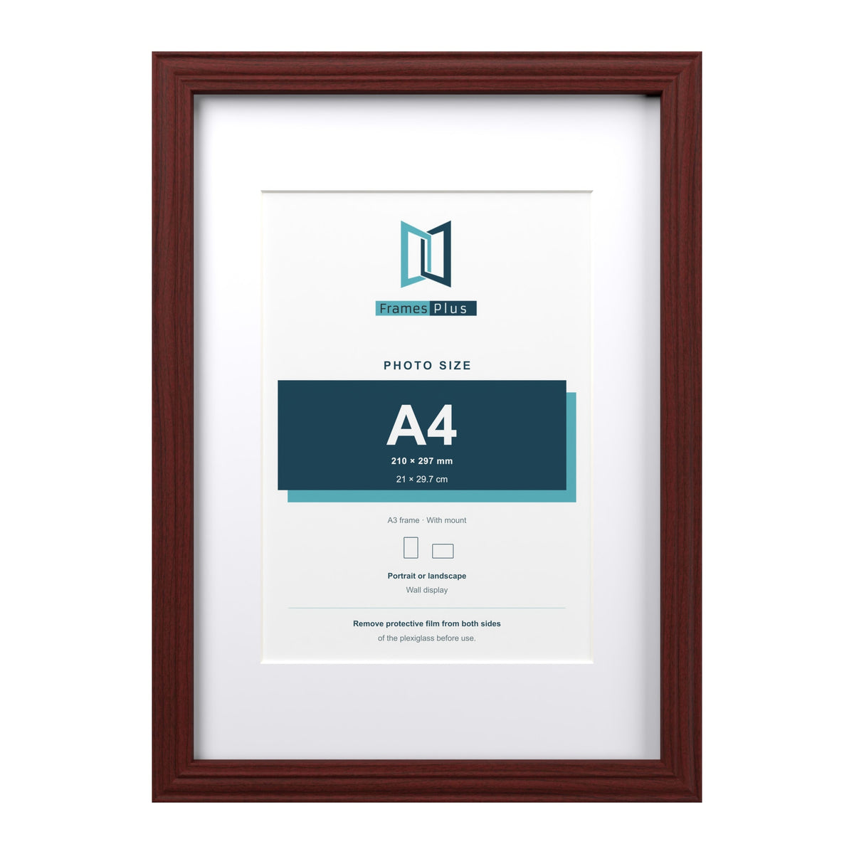 Devon Mahogany A3 picture frame with a white mount for an A4 photo