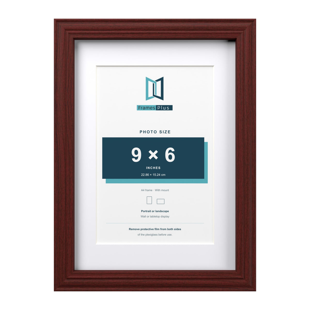 Devon Mahogany A4 picture frame with a white mount for a 9 x 6 inch photo