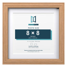 Devon Oak 10 x 10 inch picture frame with a white mount for an 8 x 8 inch photo