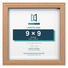 Devon Oak 10 x 10 inch picture frame with a white mount for a 9 x 9 inch photo