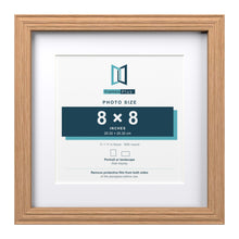Devon Oak 11 x 11 inch picture frame with a white mount for an 8 x 8 inch photo