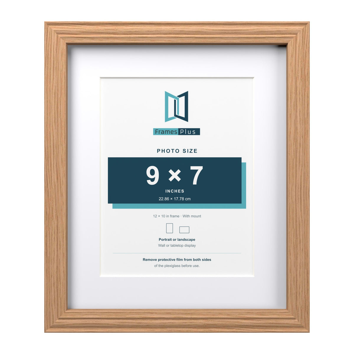 Devon Oak 12 x 10 inch picture frame with a white mount for a 9 x 7 inch photo