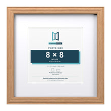 Devon Oak 12 x 12 inch picture frame with a white mount for an 8 x 8 inch photo