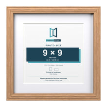 Devon Oak 12 x 12 inch picture frame with a white mount for a 9 x 9 inch photo