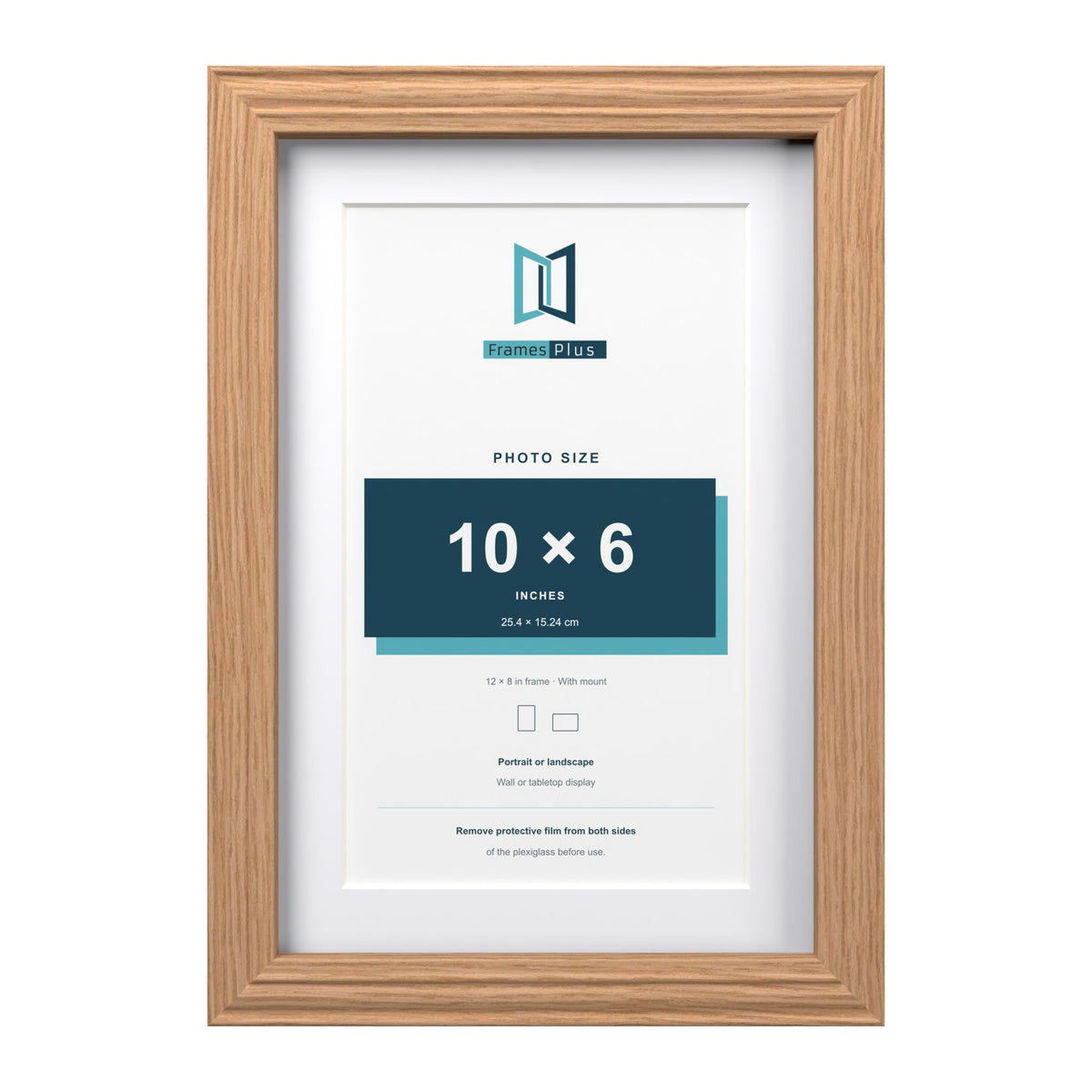 Devon Oak 12 x 8 inch picture frame with a white mount for a 10 x 6 inch photo