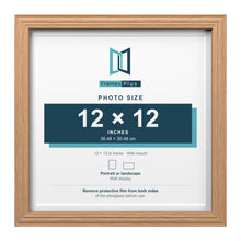 Devon Oak 13 x 13 inch picture frame with a white mount for a 12 x 12 inch photo