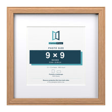 Devon Oak 13 x 13 inch picture frame with a white mount for a 9 x 9 inch photo