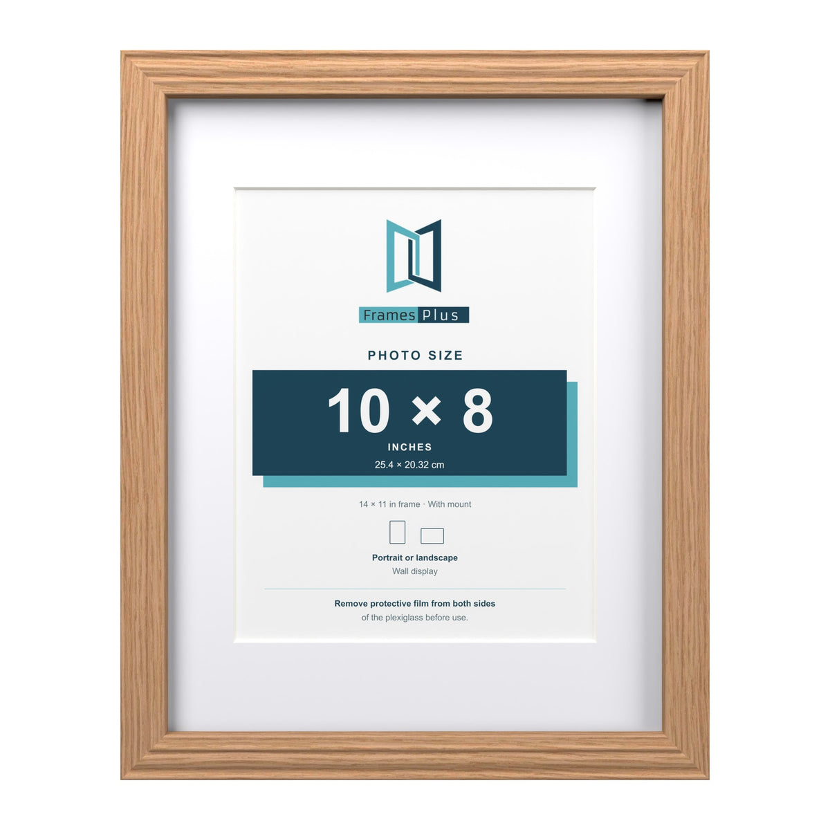 Devon Oak 14 x 11 inch picture frame with a white mount for a 10 x 8 inch photo