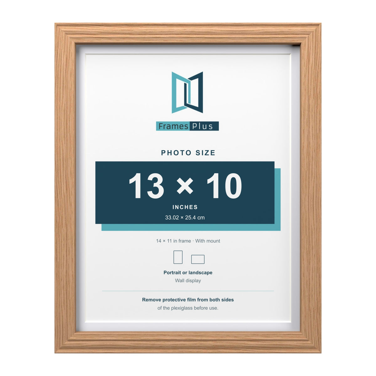Devon Oak 14 x 11 inch picture frame with a white mount for a 13 x 10 inch photo
