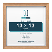 Devon Oak 14 x 14 inch picture frame with a white mount for a 13 x 13 inch photo
