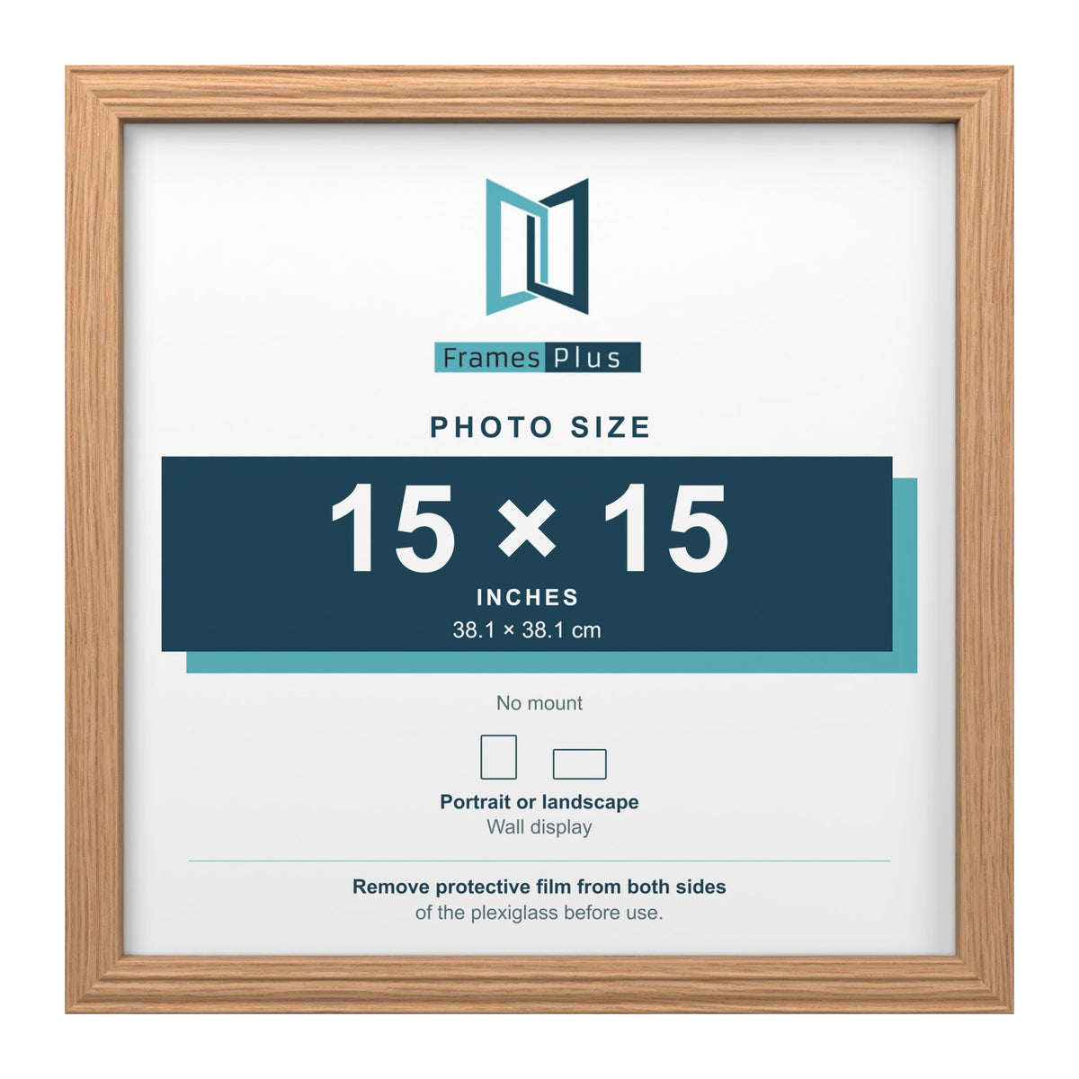 Devon Oak picture frame for a 15 x 15 inch photo