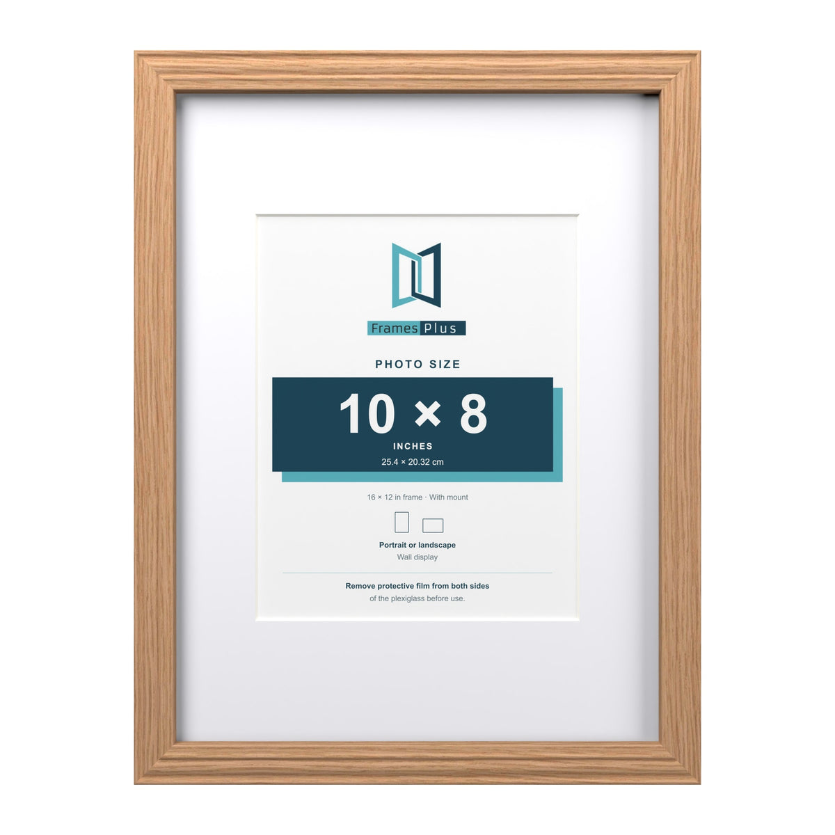 Devon Oak 16 x 12 inch picture frame with a white mount for a 10 x 8 inch photo