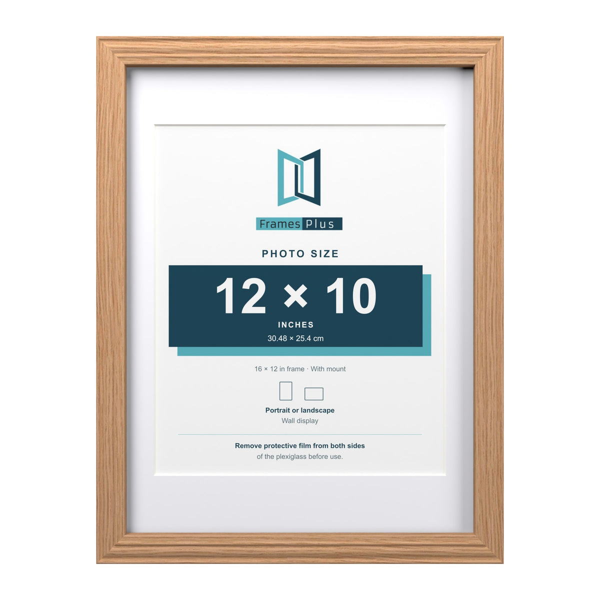 Devon Oak 16 x 12 inch picture frame with a white mount for a 12 x 10 inch photo