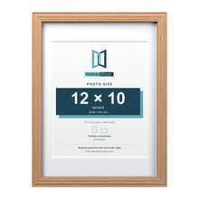 Devon Oak 16 x 12 inch picture frame with a white mount for a 12 x 10 inch photo