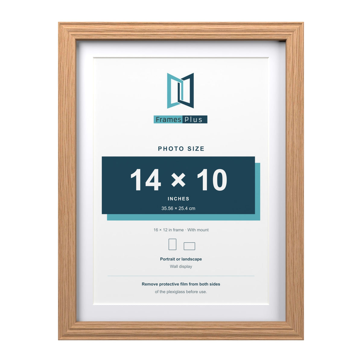 Devon Oak 16 x 12 inch picture frame with a white mount for a 14 x 10 inch photo