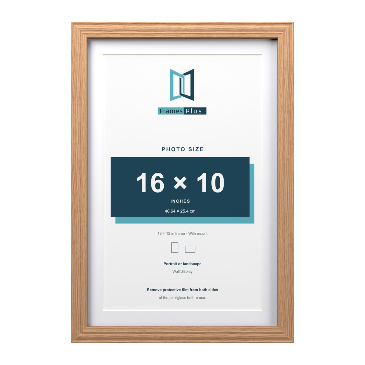 Devon Oak 18 x 12 inch picture frame with a white mount for a 16 x 10 inch photo
