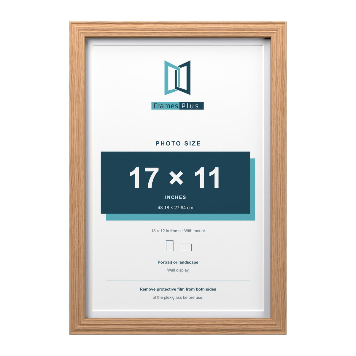 Devon Oak 18 x 12 inch picture frame with a white mount for a 17 x 11 inch photo