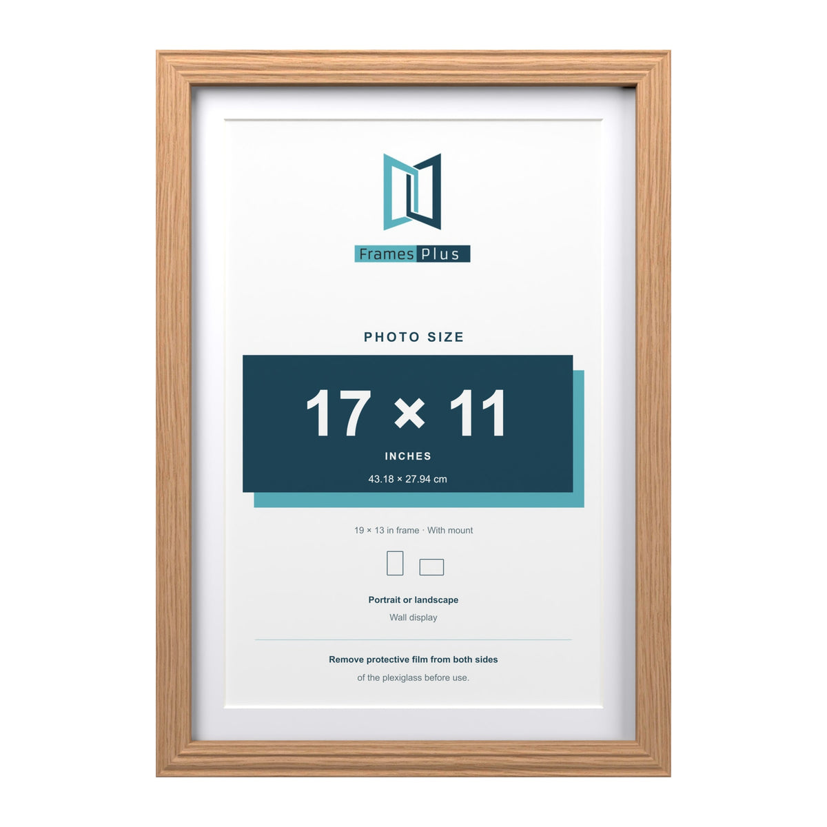 Devon Oak 19 x 13 inch picture frame with a white mount for a 17 x 11 inch photo