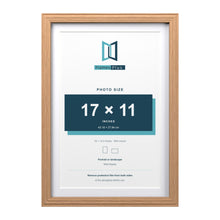 Devon Oak 19 x 13 inch picture frame with a white mount for a 17 x 11 inch photo