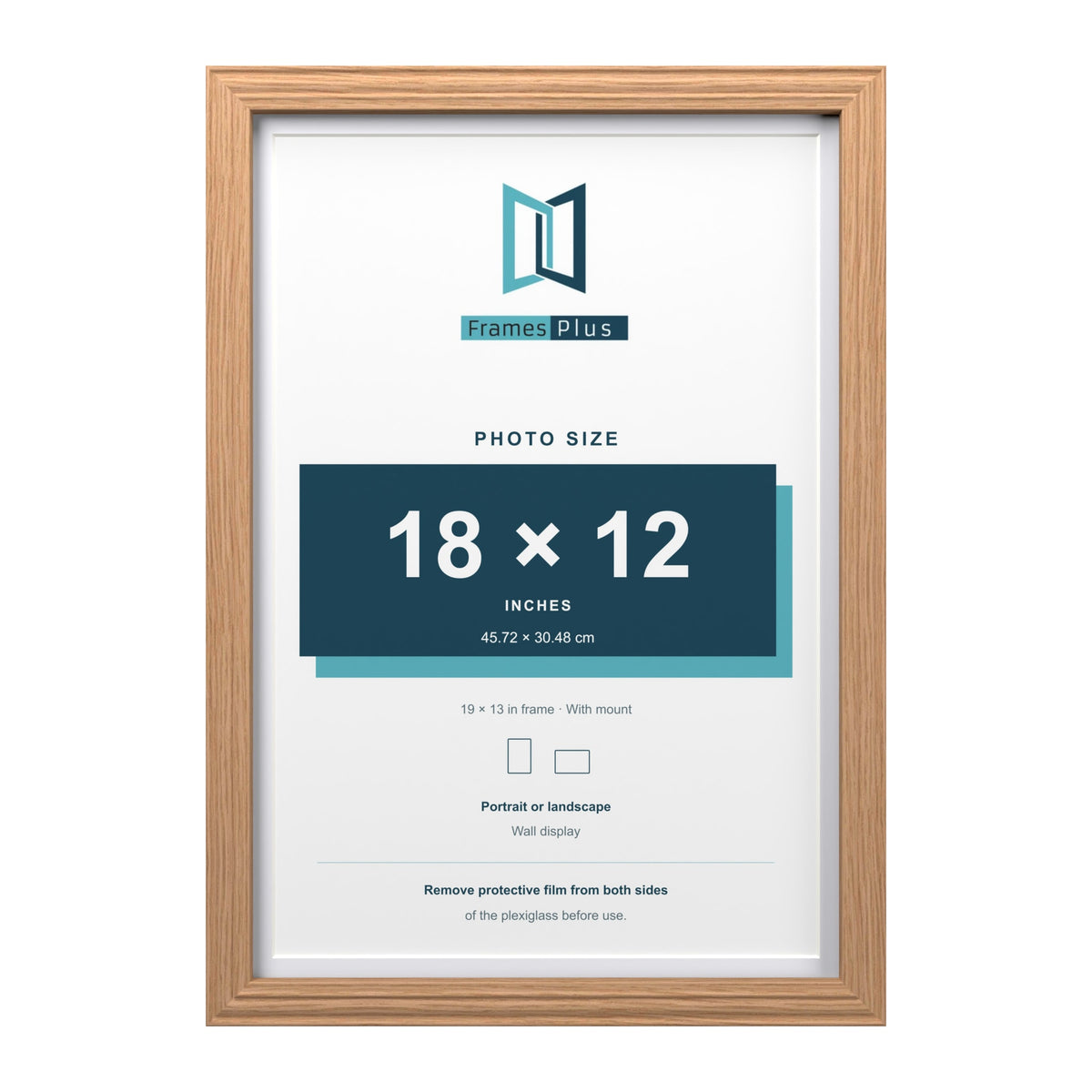 Devon Oak 19 x 13 inch picture frame with a white mount for an 18 x 12 inch photo
