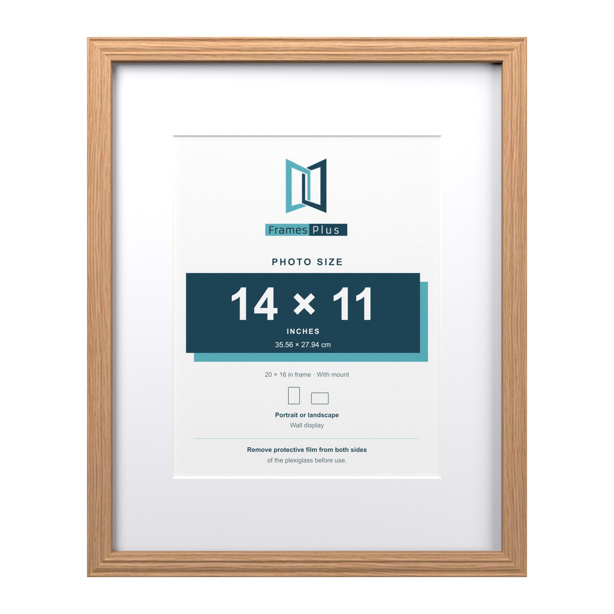 Devon Oak 20 x 16 inch picture frame with a white mount for a 14 x 11 inch photo