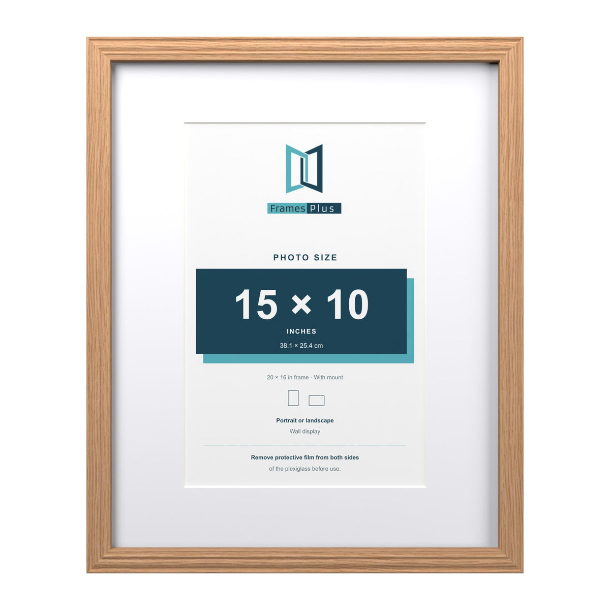 Devon Oak 20 x 16 inch picture frame with a white mount for a 15 x 10 inch photo