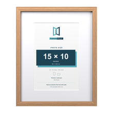 Devon Oak 20 x 16 inch picture frame with a white mount for a 15 x 10 inch photo