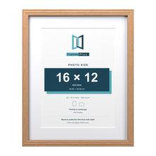 Devon Oak 20 x 16 inch picture frame with a white mount for a 16 x 12 inch photo
