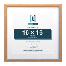 Devon Oak 20 x 20 inch picture frame with a white mount for a 16 x 16 inch photo