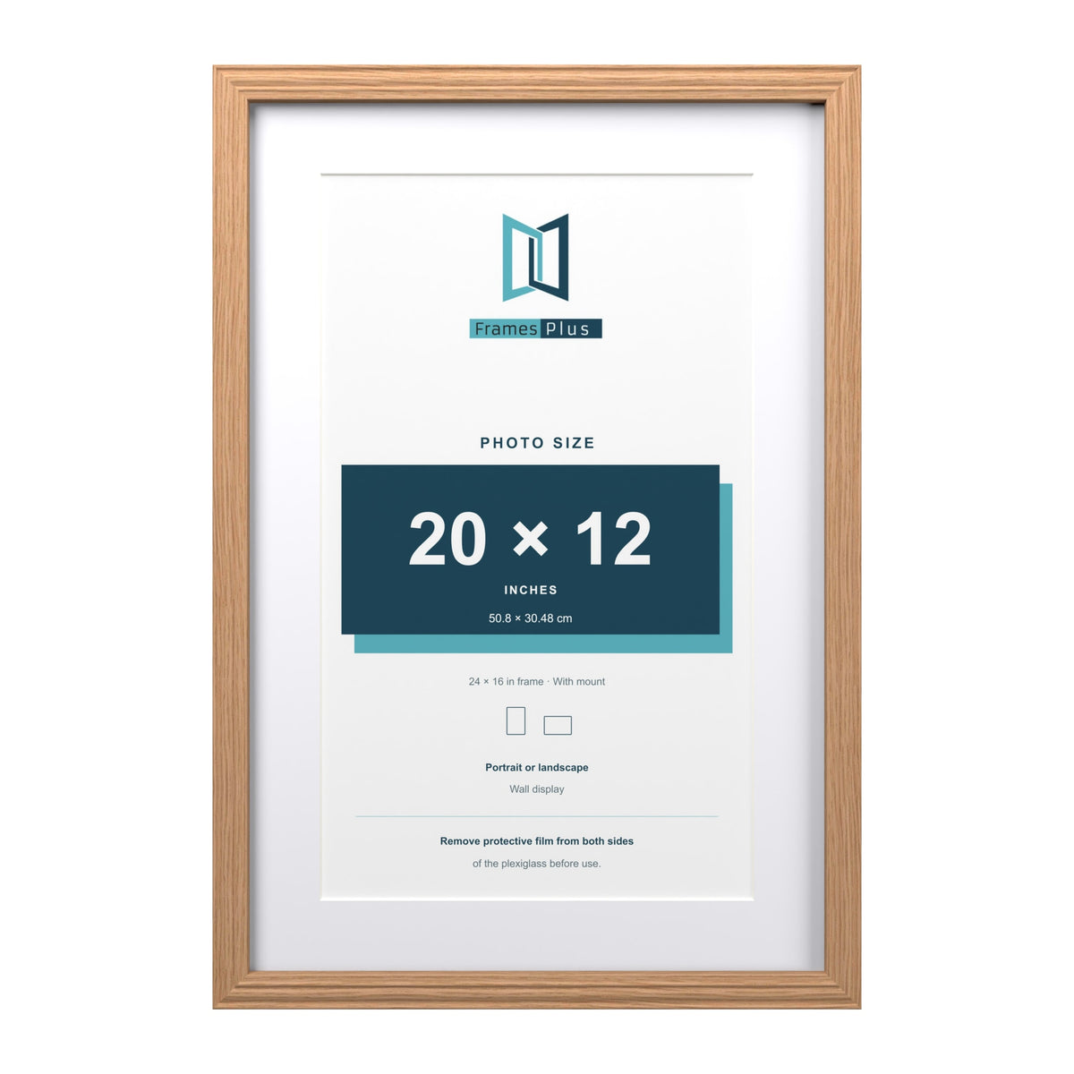 Devon Oak 24 x 16 inch picture frame with a white mount for a 20 x 12 inch photo