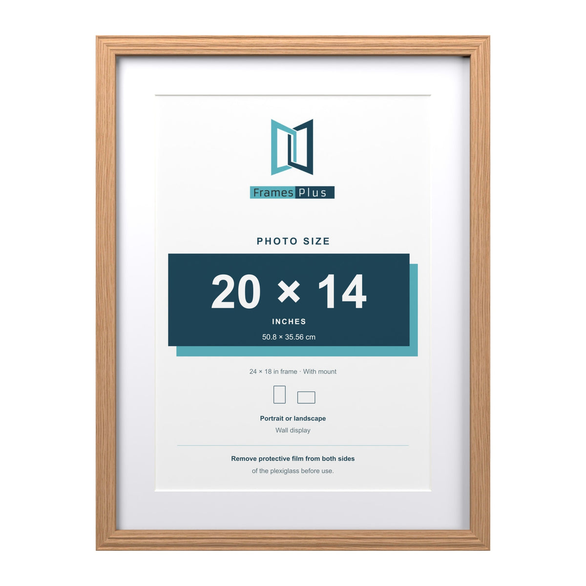 Devon Oak 24 x 18 inch picture frame with a white mount for a 20 x 14 inch photo