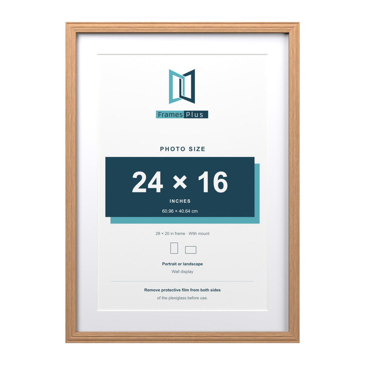 Devon Oak 28 x 20 inch picture frame with a white mount for a 24 x 16 inch photo