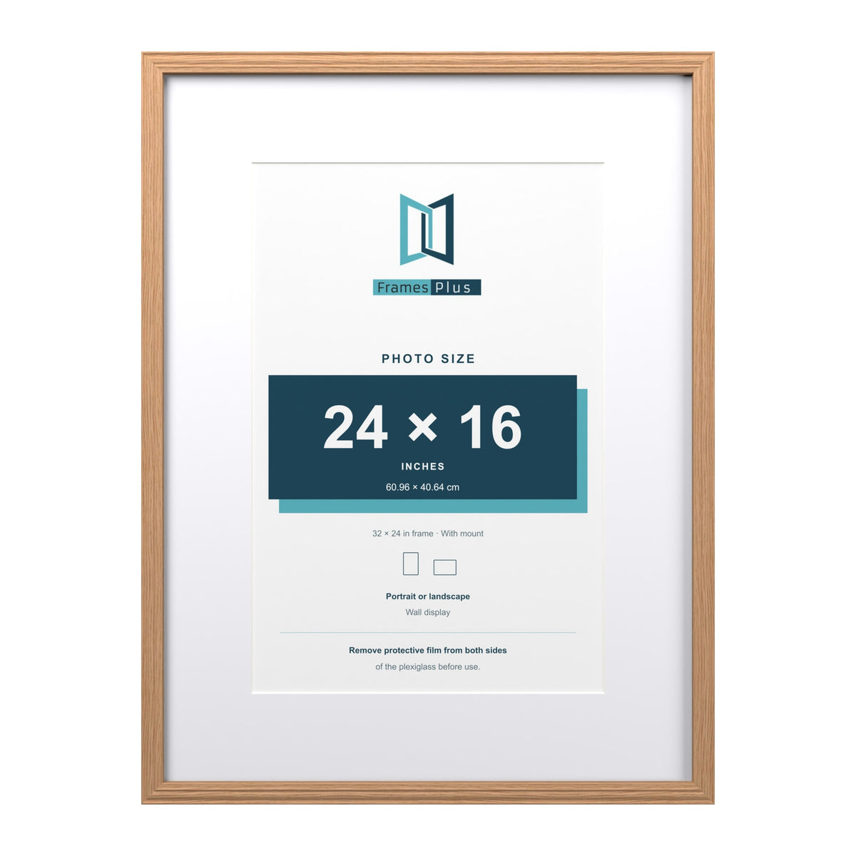 Devon Oak 32 x 24 inch picture frame with a white mount for a 24 x 16 inch photo