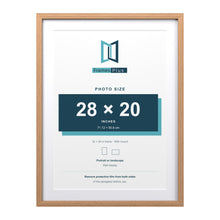 Devon Oak 32 x 24 inch picture frame with a white mount for a 28 x 20 inch photo