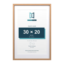 Devon Oak 36 x 24 inch picture frame with a white mount for a 30 x 20 inch photo