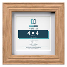 Devon Oak 5 x 5 inch picture frame with a white mount for a 4 x 4 inch photo
