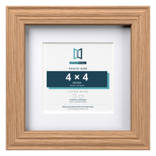Devon Oak 6 x 6 inch picture frame with a white mount for a 4 x 4 inch photo
