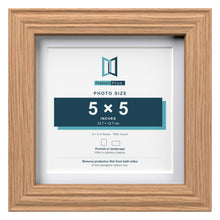 Devon Oak 6 x 6 inch picture frame with a white mount for a 5 x 5 inch photo