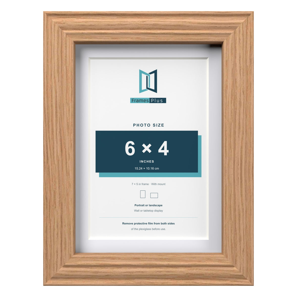 Devon Oak 7 x 5 inch picture frame with a white mount for a 6 x 4 inch photo