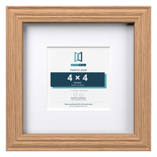 Devon Oak 7 x 7 inch picture frame with a white mount for a 4 x 4 inch photo