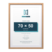 Devon Oak 80 x 60 cm picture frame with a white mount for a 70 x 50 cm photo