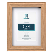 Devon Oak 8 x 6 inch picture frame with a white mount for a 6 x 4 inch photo