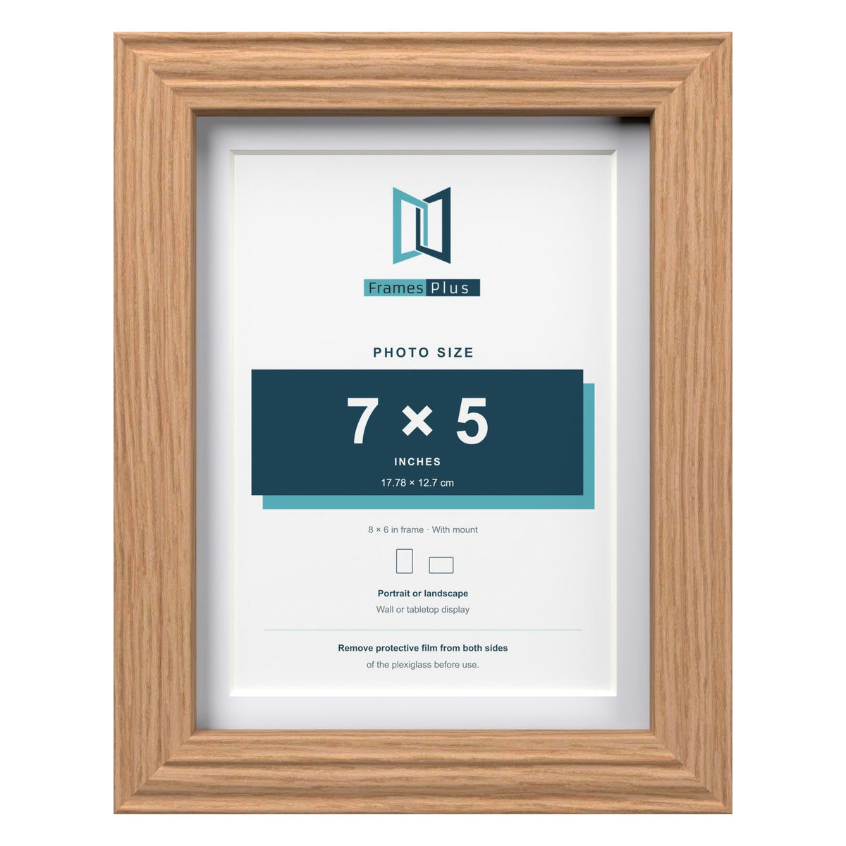 Devon Oak 8 x 6 inch picture frame with a white mount for a 7 x 5 inch photo