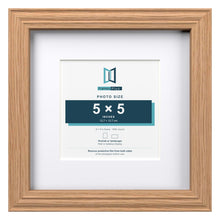 Devon Oak 8 x 8 inch picture frame with a white mount for a 5 x 5 inch photo