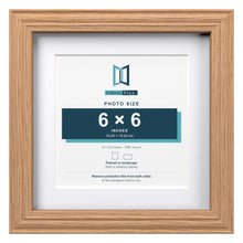 Devon Oak 8 x 8 inch picture frame with a white mount for a 6 x 6 inch photo